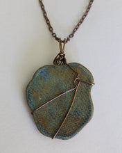 Load image into Gallery viewer, Hand Made Stoneware Pendant Necklace Pink rose Vintage Turquoise Copper #1