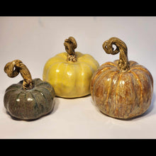 Load image into Gallery viewer, Hand Made Ceramic Pottery Pumpkin Fall Decor Decoration Yellow Large Size