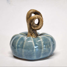 Load image into Gallery viewer, Hand Made Ceramic Pottery Pumpkin Fall Decor Decoration  Blue
