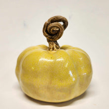 Load image into Gallery viewer, Hand Made Ceramic Pottery Pumpkin Fall Decor Decoration Yellow Large Size