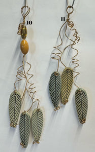 3 Hand Made Ceramic Leaves Curled Copper Wire Wall Hanging Ornament Ginkgo & others