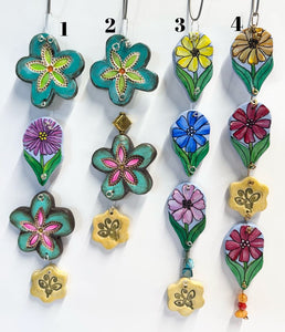 Hand Made Ceramic Wall Hanging Art Flowers Hand Painted with Wire and Bead Accents