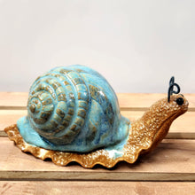 Load image into Gallery viewer, Hand Sculpted Ceramic Snail Figurine Whimsical Cottage Core Fine Art Decor