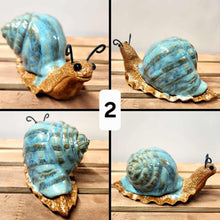 Load image into Gallery viewer, Hand Sculpted Ceramic Snail Figurine Whimsical Cottage Core Fine Art Decor