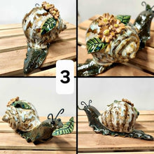 Load image into Gallery viewer, Hand Sculpted Ceramic Snail Figurine Whimsical Cottage Core Fine Art Decor