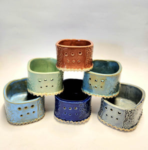 Hand Made Ceramic Stoneware Pottery Herb Stripper Bowl Assorted Colors