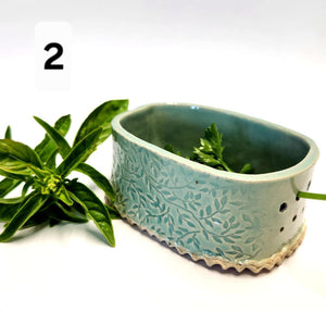 Hand Made Ceramic Stoneware Pottery Herb Stripper Bowl Assorted Colors