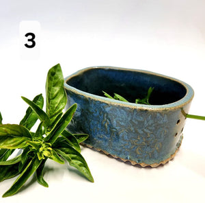 Hand Made Ceramic Stoneware Pottery Herb Stripper Bowl Assorted Colors