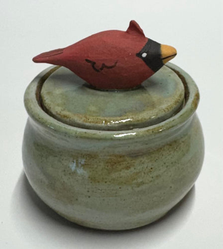 Wheel Thrown Ceramic Small Covered Jar Ring Trinket Box Jewelry Jar Dresser Jar Sculpted Bowling Ball & Pin Bowlers