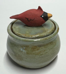 Wheel Thrown Ceramic Small Covered Jar Ring Trinket Box Jewelry Jar Dresser Jar Sculpted Bowling Ball & Pin Bowlers