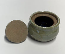 Load image into Gallery viewer, Wheel Thrown Ceramic Small Covered Jar Ring Trinket Box Jewelry Jar Dresser Jar Sculpted Bowling Ball &amp; Pin Bowlers
