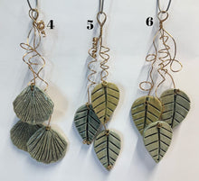 Load image into Gallery viewer, 3 Hand Made Ceramic Leaves Curled Copper Wire Wall Hanging Ornament Ginkgo &amp; others