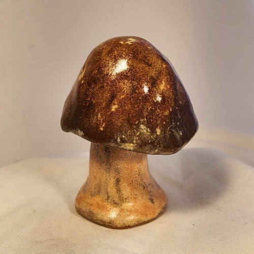 Hand Made Ceramic Stoneware Mushroom Mushrooms Cottage Core Fairy Garden Rusty Brown Salmon