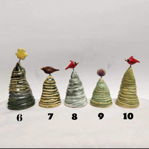 Ceramic Stoneware Hand Made Mini Miniature Christmas Tree Doll House Holiday Decorating
