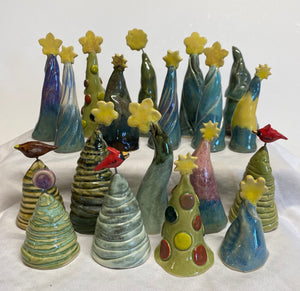 Ceramic Stoneware Hand Made Mini Miniature Christmas Tree Doll House Holiday Decorating
