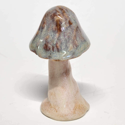 Hand Made Ceramic Stoneware Mushroom Mushrooms Cottage Core Fairy Garden Fungi Light Aqua Blue Brown