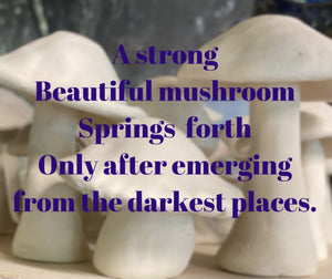 Hand Made Ceramic Stoneware Mushroom Mushrooms Fungi Cottage Core Fairy Garden Rust Yellow Cream