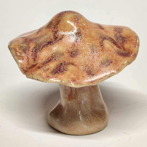 Hand Made Ceramic Stoneware Mushroom Mushrooms Cottage Core Fairy Garden Fungi Salmon Magenta Cream