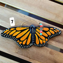Load image into Gallery viewer, Hand Made Stoneware Pottery Monarch Butterfly Ornament Wall Decor Ceramic Hand Painted