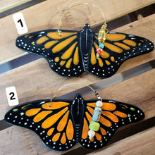 Load image into Gallery viewer, Hand Made Stoneware Pottery Monarch Butterfly Ornament Wall Decor Ceramic Hand Painted