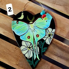 Load image into Gallery viewer, Hand Made Ceramic Heart Hand Painted Butterfly or Moth Wall Decor