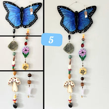 Load image into Gallery viewer, Hand Made Painted Ceramic Butterfly Flowers Mushroom Colorful Boho Wall Hanging Beads