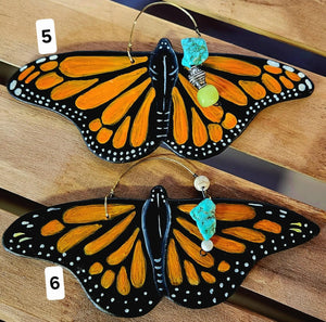 Hand Made Stoneware Pottery Monarch Butterfly Ornament Wall Decor Ceramic Hand Painted