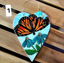 Load image into Gallery viewer, Hand Made Ceramic Heart Hand Painted Butterfly or Moth Wall Decor