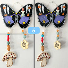 Load image into Gallery viewer, Hand Made Painted Ceramic Butterfly Flowers Mushroom Colorful Boho Wall Hanging Beads