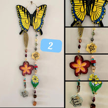 Load image into Gallery viewer, Hand Made Painted Ceramic Butterfly Flowers Mushroom Colorful Boho Wall Hanging Beads