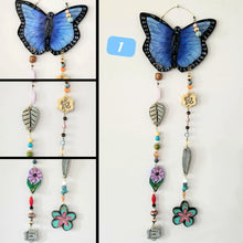Load image into Gallery viewer, Hand Made Painted Ceramic Butterfly Flowers Mushroom Colorful Boho Wall Hanging Beads