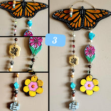 Load image into Gallery viewer, Hand Made Painted Ceramic Butterfly Flowers Mushroom Colorful Boho Wall Hanging Beads