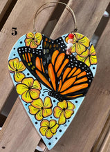Load image into Gallery viewer, Hand Made Ceramic Heart Hand Painted Butterfly or Moth Wall Decor