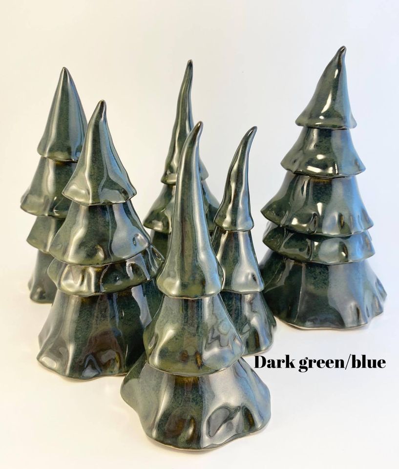 Mini Miniature Hand Made Pottery Ceramic Christmas Tree Trees