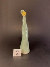 Load image into Gallery viewer, Hand Built Aqua Blue Stone Ware Pottery Christmas Tree Yellow Star