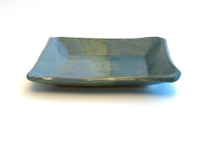 Rectangle Soap Dish Trinket Dish Spoon Rest Blue OOAK Stoneware Pottery