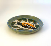 Load image into Gallery viewer, Wheel Thrown Stoneware Pottery Spoon Rest Hand Painted Baltimore Oriole Bird