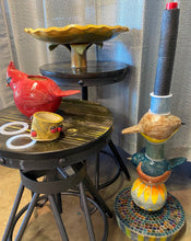 Load image into Gallery viewer, Hand Sculpted Birds Flower Stoneware Pottery Garden Totem Pole Mosaic Birdbath OOAK