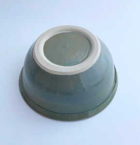 Wheel Thrown Stoneware Garlic Grater Bowl Dish Light Blue & Green Hand Made #2