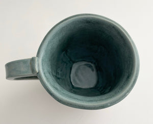 Hand Built Stoneware Pottery Coffee Tea Mug Cup 12 oz. Stone Wall Botanical Crimped Foot