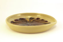 Load image into Gallery viewer, Wheel Thrown Stoneware Pottery Spoon Rest Flower Yellow Blue Brown
