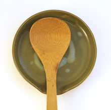 Load image into Gallery viewer, Wheel Thrown Stoneware Pottery Spoon Rest Green Aqua OOAK