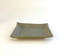 Load image into Gallery viewer, Hand Made Stoneware Pottery Trinket Small Soap Dish Gray Blue Leaves