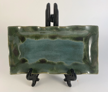 Load image into Gallery viewer, Hand Made Stoneware Pottery Ceramic Butter Dish Tray Blue Green