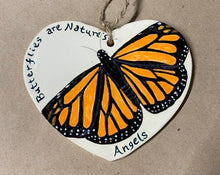 Load image into Gallery viewer, Stoneware Pottery Monarch Open Wing Butterfly Natures Angel Small Wall Hanger