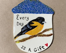 Load image into Gallery viewer, Stoneware Pottery Birdhouse Baltimore Oriole Bird Small Wall Hanger