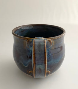 Wheel Thrown Stoneware Pottery Small Mug Coffee Tea Cup Blue 10 oz.
