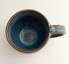 Load image into Gallery viewer, Wheel Thrown Stoneware Pottery Small Mug Coffee Tea Cup Blue 10 oz.