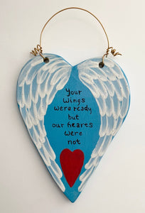 Stoneware Pottery Heart Ornament Wall Hanging Your Wings Were Ready...