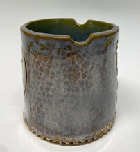 Load image into Gallery viewer, Hand Built Stoneware Pottery Paint Water Cup Pot with Brush Rest OOAK